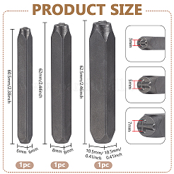 3 шт. 3 стиля штампов из стали и кожи AJEW-BC0008-98B