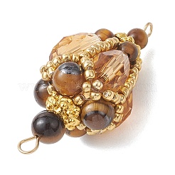 Богемные подвески в виде капель из натурального тигрового глаза с звеньями в форме капли&nbsp;PALLOY-MZ01227-01