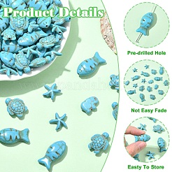 120шт 4 стиля синтетические бирюзовые бусины&nbsp;G-YW0002-65