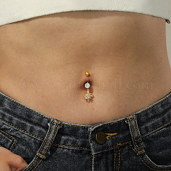 Кольца для пупка из нержавеющей стали Flower 201 с прозрачным кубическим цирконием для женщин WS6674