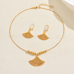 Комплекты из латунных серег-колец и ожерелий с подвесками в форме веера для женщин GV5884