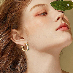 2 пара эмалевых толстых серег-колец с узором «тартан» для женщин&nbsp;EJEW-BBC0001-27A