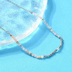 Ожерелья из граненых круглых бусин из натурального солнечного камня NJEW-A045-05P