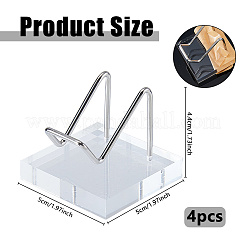 4 шт. держатель дисплея из нержавеющей стали с квадратными прозрачными акриловыми основаниями&nbsp;AJEW-DC0003-34