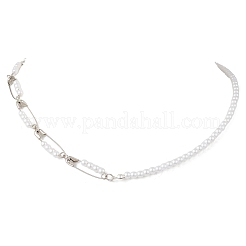 Ожерелья из круглых бусин с железными булавками и акриловым искусственным жемчугом NJEW-JN05613