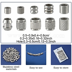 100 шт. 10 вида бусин из нержавеющей стали&nbsp;STAS-YW0002-84