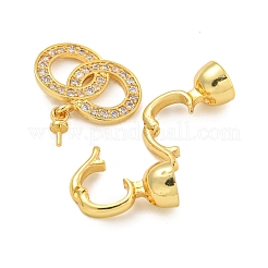 Реечное покрытие латунь микро паве прозрачный кубический цирконий складные застежки&nbsp;KK-F876-05G