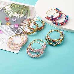 Серьги-кольца из бисера для девочек и женщин EJEW-JE04614