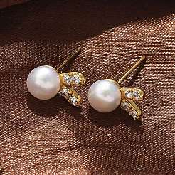 925 серьги-гвоздики из стерлингового серебра с микропаве из прозрачных кубических цирконий для женщин EJEW-K303-02B-G