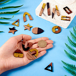 20шт 10 стиля подвески из непрозрачной смолы и орехового дерева&nbsp;RESI-TA0003-37