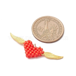 Подвески-сердечки из стеклянного бисера ручной работы PALLOY-MZ00767