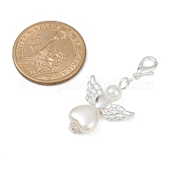 Пластиковый жемчужный ангел-подвеска в форме сердца HJEW-JM03579-02