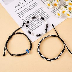 Набор браслетов с плетеным шнуром из вощеной полиэфирной нити&nbsp;BJEW-SW00032-01