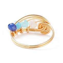 Плетеное стекло вихревое кольцо на палец RJEW-TA00046-03