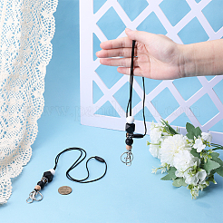 Силиконовые круглые и многоугольные шнурки для визитных карточек с бусинами KEYC-WH0034-36