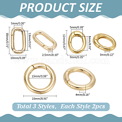 6 шт. 3 стиля латунных пружинных затворных колец KK-ME0003-19