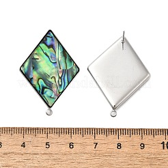 Фурнитура для сережек-гвоздиков из нержавеющей стали 304 с натуральными ракушками пауа&nbsp;STAS-Z125-05P