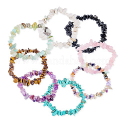 8шт. эластичные браслеты из натуральных и синтетических драгоценных камней для женщин и мужчин&nbsp;BJEW-TAC0037