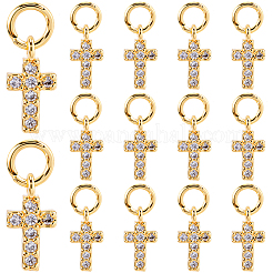 20шт латунь микро паве кубический цирконий крошечные крестики&nbsp;ZIRC-SC0001-36