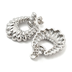 Латунные полые серьги-гвоздики в форме слезы с подвесками&nbsp;EJEW-C066-09P