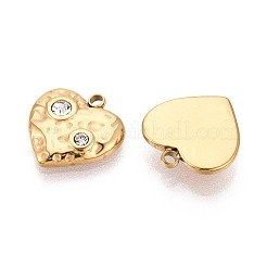 Подвески в форме сердца из нержавеющей стали 304 с кристаллами и стразами&nbsp;STAS-T071-18G