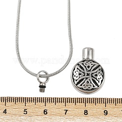 304 нержавеющая сталь черная эмаль плоская круглая подвеска урна для праха домашних животных ожерелья&nbsp;NJEW-S455-09P