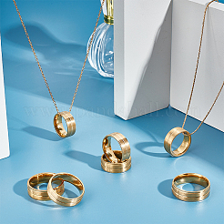 16 шт. набор из 8 колец из нержавеющей стали 304 с рифлением RJEW-UN0002-88