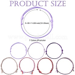 14шт. набор браслетов из хлопкового шнура 7 цветов для мужчин и женщин BJEW-FS00025-05