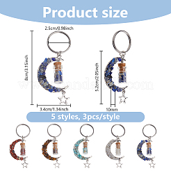 15 шт. 5 стиля брелок из натурального лазурита&nbsp;KEYC-DC00032