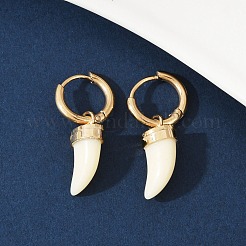 Серьги-кольца из пластика с имитацией ракушек из нержавеющей стали 304 EJEW-Z089-29G