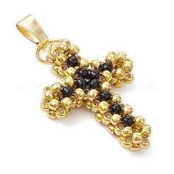 2 шт. 2 стиля 3D стеклянные бусины крестики-подвески&nbsp;PALLOY-MZ00576-01