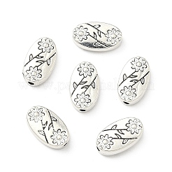 Овальная с цветком тибетском стиле сплава бисером&nbsp;TIBEB-1199-AS-LF