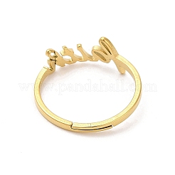 Ионное покрытие (ip) 304 нержавеющая сталь слово вера регулируемое кольцо&nbsp;RJEW-L107-029G