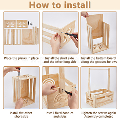 Прямоугольные деревянные ящики для детского душа&nbsp;ODIS-WH0099-102A