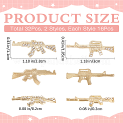 32 шт. 2 стиля кабошонов из сплава со стразами&nbsp;MRMJ-CP0001-31LG