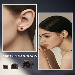 6 шт. 3 стиля плоских круглых сережек-гвоздиков из нержавеющей стали 304&nbsp;EJEW-LP0001-45