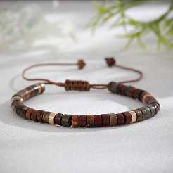 Плоские круглые плетеные браслеты из натуральной полихромной яшмы/камня пикассо/яшмы пикассо&nbsp;XT5417