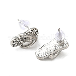 Серьги-гвоздики из сплава с кристаллами и стразами в стиле шлепанцев&nbsp;FS-WGD6AB8-02