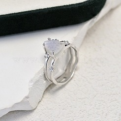 Кольца из стерлингового серебра с натуральным лунным камнем&nbsp;FS-WGDF753-02