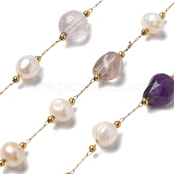 Цепочки из натурального жемчуга и смешанных камней&nbsp;CHS-B002-01G-06