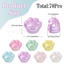 70шт 7 цвета непрозрачные акриловые бусины в виде кошачьей лапы&nbsp;MACR-CJ0001-48