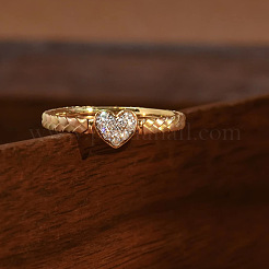 Кольца для пальцев из стерлингового серебра с микропаве из прозрачных кубических цирконий в форме сердца 925 шт.&nbsp;FS-WGC3F33-02