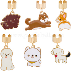 6 шт. 6 стиля подвеска-стетоскоп в виде собаки из эмалевого сплава&nbsp;HJEW-SP0001-36