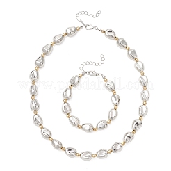 Комплекты ожерелий и браслетов из овальных пластиковых бусин CCB&nbsp;SJEW-JS01375