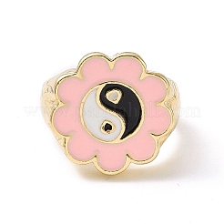 Эмалевый цветок с кольцами на пальцах инь-ян RJEW-H108-01A-KCG