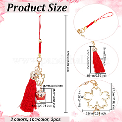 3 шт. 3 цвета мультяшный счастливый кот ремешок для мобильного телефона шнурок AJEW-OC0004-03