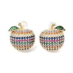 Серьги-гвоздики из латуни с микропаве из кубического циркония&nbsp;EJEW-A120-01