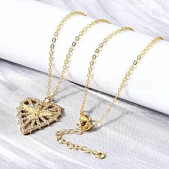Латунные микропаве прозрачные кубические цирконии ожерелья с подвеской в виде птицы и сердца для женщин&nbsp;NJEW-D311-01A-G