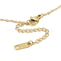 Ожерелья с подвеской в виде улыбающегося лица из нержавеющей стали 304 с цветной эмалью NJEW-N055-09G