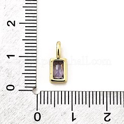 Прямоугольник латуни микро проложит кубических подвески диоксида циркония&nbsp;KK-C134-14G